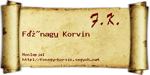 Fónagy Korvin névjegykártya